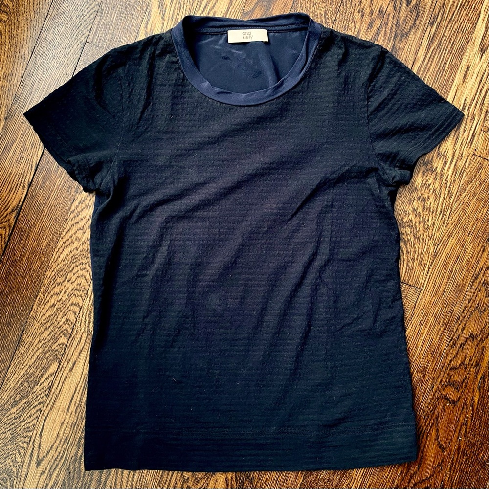 Orla Kiely Contrast-Back Top Black / Navy Blue Sz 2